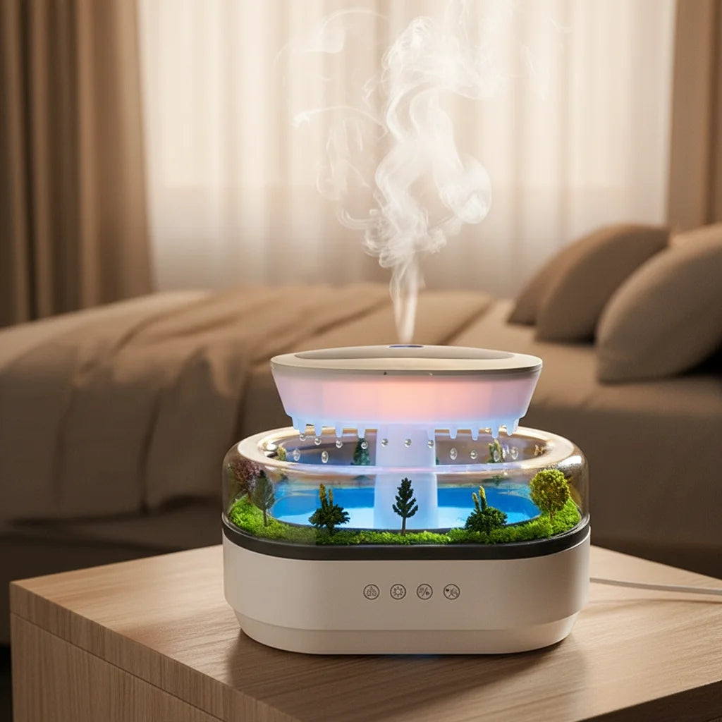 Raindrop Scene Aromatherapy Essential Oil Diffuser Electric Plastic Air Mist Humidifier for Household Use