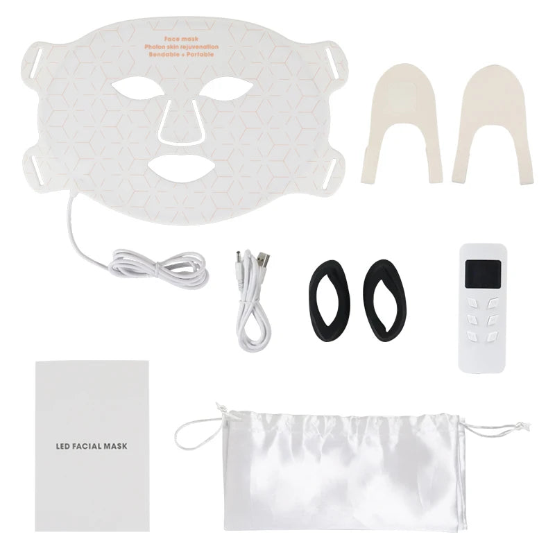 2025 Popular Home Use Therapy Face Device Red Blue Yellow NIR Soft Silicon Red Light Therapy Face Mask
