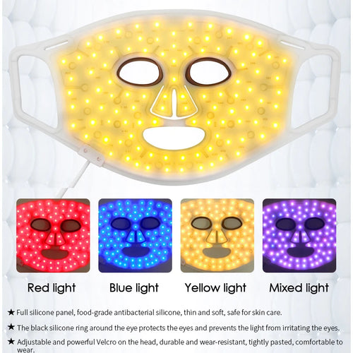 Redfy Customizable 3-Color Infrared Red Light Therapy Face Mask USB Plug Silicon Lifting Handheld Photon Beauty for Salon Use
